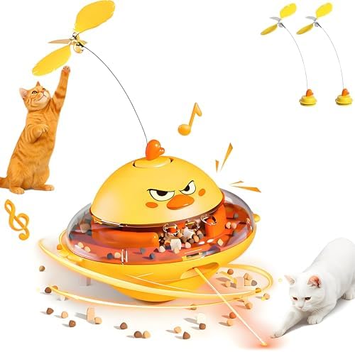 Interactive Cat Toy for Indoor Cats with Laser, Feather & Treat Dispenser