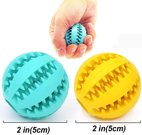 Sunglow 2 Pack Dog Toy, Nontoxic Bite Resistant Teething Balls for Small/Medium/Large Dogs and Puppies, Pet Food Treat Feeder, Chew Tooth Cleaning, Exercise Game IQ Training