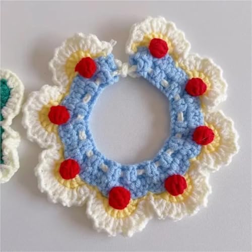 Pet Collars 10 Pcs Pet Floral Edge Knitted Bib Collar for Cats Dogs Cute Scarf Necklace