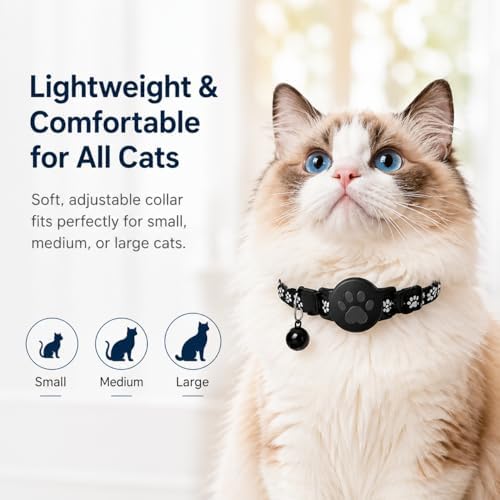 Pet Tracker,GPS Collar for Cats,Smart tag,Waterproof Compatible with Find My,No Monthly Fee,Advanced Tracking Solution Smart Collar for Pet Safety Ideal Small Large Cats(iOS User)