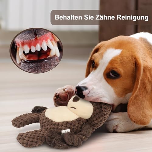 Dog Toys, Dog Squeaker Toys with Crinkle Paper (Brown Monkey)