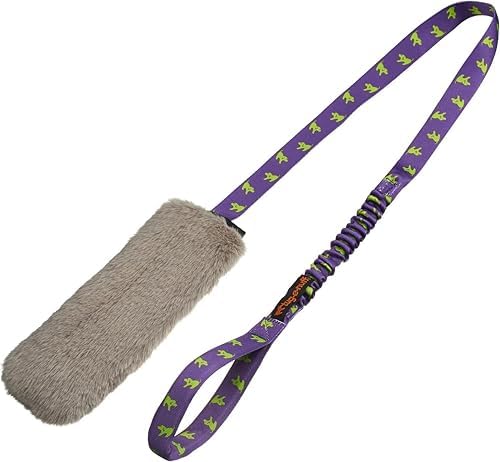 Tug-E-Nuff Faux Fur Squeaky Bungee Chaser (Purple)