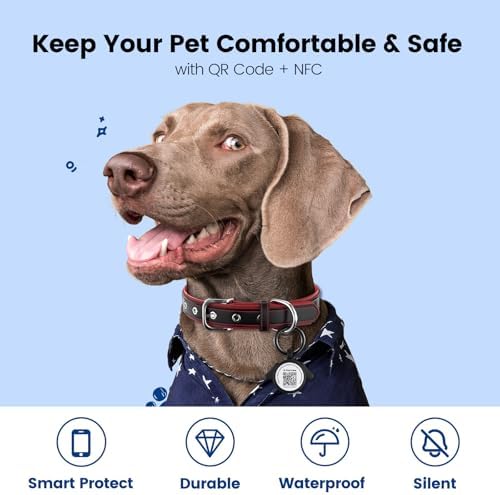 QR Code Pet ID Tags with NFC - Silent Silicone Dog Name Tags Personalized, Scan for Instant Location Alerts & Digital Pet Profile, Waterproof & Battery-Free Dog Tag for Cats & Dogs (Black)