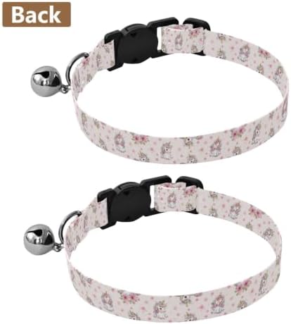 Cute Cartoon Unicorns Small Dog Collar 2 Pack Pet Collars for Cats Adjustable 10.6 to 17.1 Inches