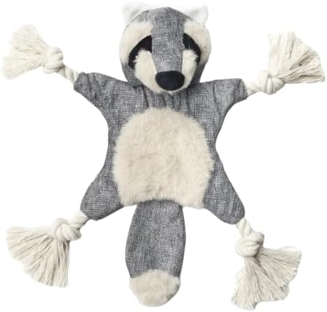 No Stuffing Crinkle Squeaky Dog Toy for Small Medium Puppies,（Raccoon）