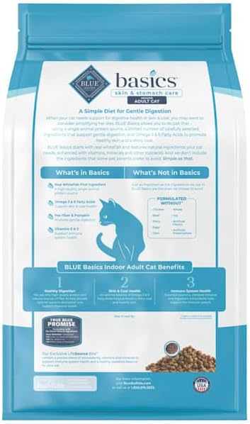 Blue Buffalo Basics Whitefish Grain-Free Dry Cat Food, 5 lb | Skin & Stomach Care, Real Whitefish #1 Ingredient, Limited Ingredient Diet, Antioxidant-Rich LifeSource Bits