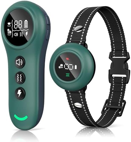[New 2025] 2-in-1 Dog Shock Collar & Bark Collar – 3300FT Dog Training Collar with Remote, Automatic Anti-Barking, 5 Adjustable Sensitivity Levels, IP67 Waterproof E-Collar for Small Medium Large Dogs