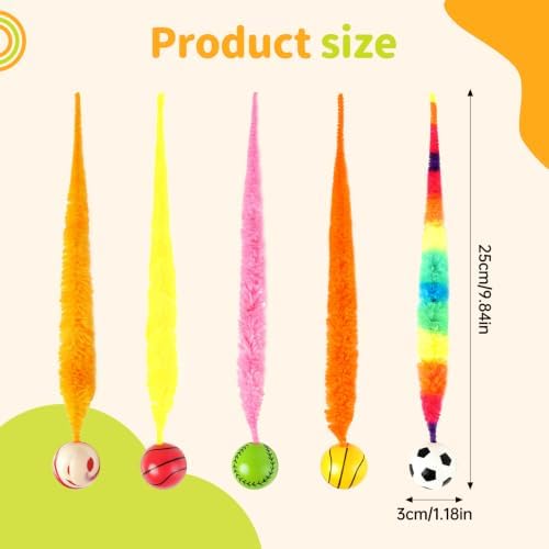 SHENGSEN Bouncy Ball with Tail Cat Toys 5 Packs