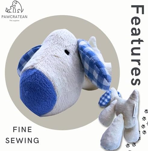 7" Squeaky Plush Toy for Puppies Small Dogs Self Etertainment Washable Soft Made [PET ONLY] (White Dog)