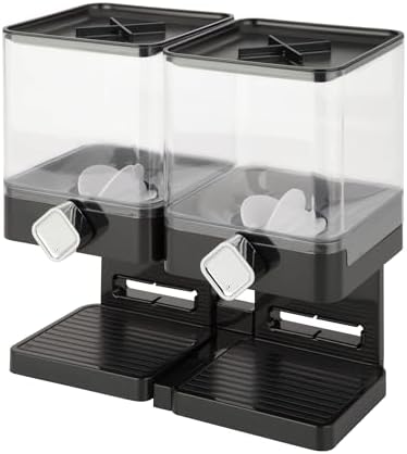 Honey-Can-Do Zevro Compact Dry Food Dispenser, Dual Control, Black/Chrome