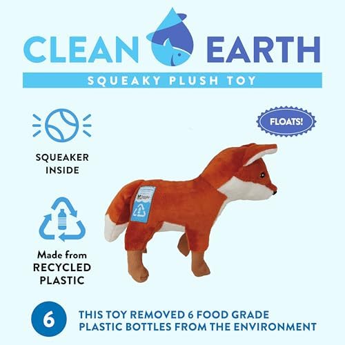 Spunky Pup Clean Earth Plush Fox | Made from 100% Recycled Water Bottles | Large