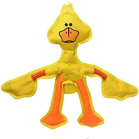 Multipet Skele Duck Dog Rope - Nylon Tug of War - Squeaky Toy for All Dogs - Animal Dog Toy for Playing Toss & Fetch (15", Yellow)
