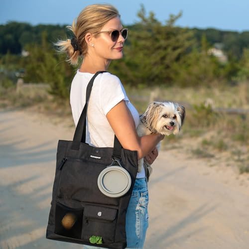 Cleverpup Park Pack 2-Piece Dog Gear Travel Tote - 8 Pockets, Graphite