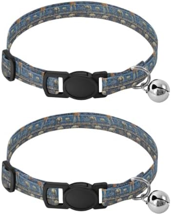 Giraffes Elephants Dog Bell Collar 2 Pack Puppy Collar Adjustable 10.6 to 17.1 Inches