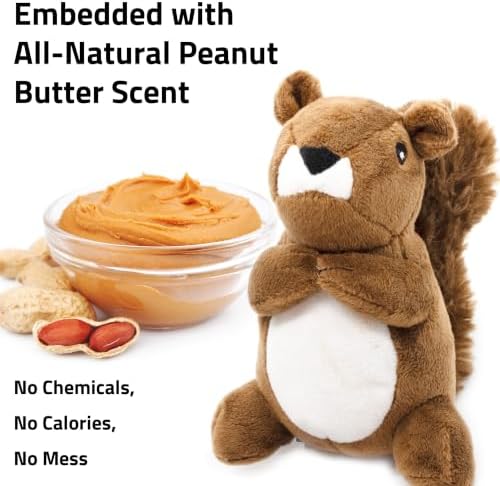Playology Plush Squirrel Toy for Small Dogs - Small, Peanut Butter Scent