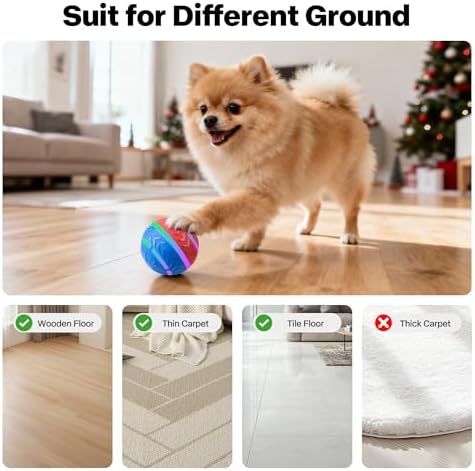 Pet Prime Interactive Dog Ball,Automatic Self Moving Dog Toys to Keep Them Busy,Rechargeable Motion Activated Rolling Ball with Lights for Small Medium and Large Dogs,2 Modes for Fun