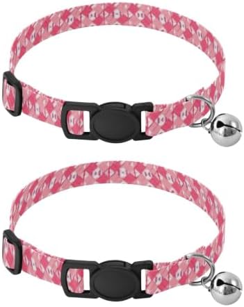 Gingham Checkered Cat Collars 2 Pack Collar for Puppy Adjustable 10.6 to 17.1 Inches