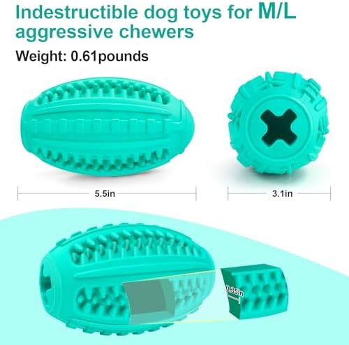 Squeaky Dog Balls for Aggressive Chewers, Indestructible Squeaky Toys for Large Dogs, Treat Dispensing Toys Interactive, Treat Toy Ball, Super Chewer Toy Large Breed