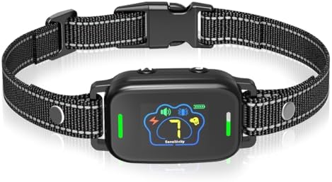 AutoSky Pets Smart Anti-Barking Collar - Training Collar with 5 Adjustable Sensitivity Beep Vibration Shock, Bark Collar for Large Medium Small Dogs (Black)