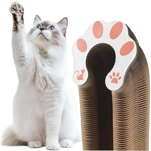 2pcs Cat Pad Scratcher Toys, Magic Organ Cat Toy & Kitty Curls Cat Toy, Interactive Cardboard Cat Scratching Board with Bell Balls, Corrugated Scratcher for Indoor Cats, Light Brown