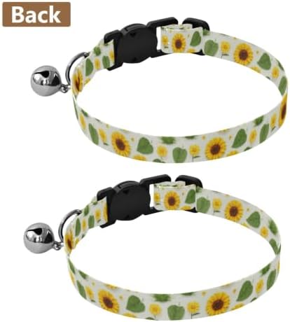 Sunflowers Pet Collars for Cats, 2 Pack Collar with Bell for Dog Puppy