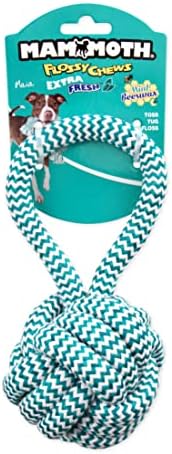 Mammoth Flossy Chews Extra Fresh Monkey Fist Ball with Handle Premium Cotton-Poly Interactive Dog Rope Toy Fetch Toy for Small to Medium Dogs - Medium, 3.75''