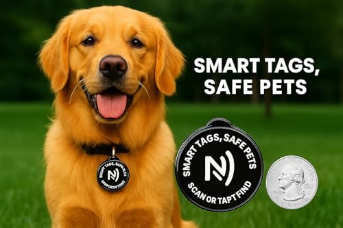 Smart Pet ID Tag with QR Code & NFC – Epoxy Coated Waterproof PVC – Scan or Tap to Access Pet Info – Universal Tag for Dogs & Cats – No App Needed – Update Profile Anytime (White)