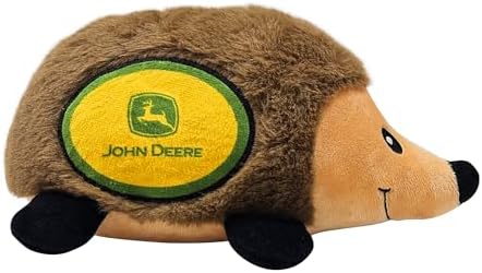 John Deere Plush Hedgehog Toy for Dogs & Cats, Cool Soft Pet Toy for Fun and Interactive Play, Dog Chew Toy with Squeaker, Licensed Hot Pet Toy