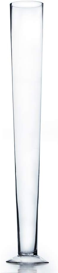 WGV Trumpet Glass Vase, Open 5", Height 31.5", (Multiple Sizes Choices) Clear Tall Pilsner Floral Planter Container Centerpiece, Wedding Event Home Decor, 1 Piece (VTV0432)