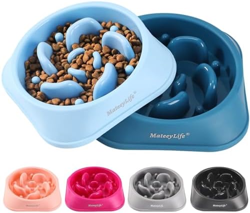 MateeyLife 2-Pack Slow Feeder Dog Bowls, 2 Cups, Dog Puzzle Feeder Bowl