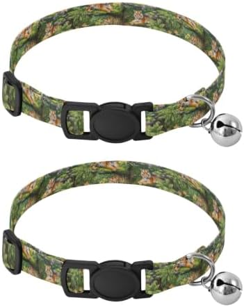 Tigers Lounging Jungle Trees Kitten Collars 2 Pack Collars for Puppies Adjustable 10.6 to 17.1 Inches