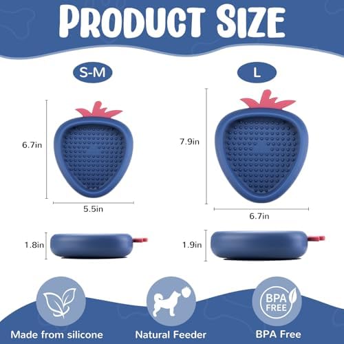 Freeze Dog Lick Bowl, Animire Non-Slip Slow Feeder Lick Mat for Dogs, Silicone Dog Enrichment Bowl for Distraction Anxiety Relief Boredom, BPA Free, Dishwasher Safe(Dark Blue,S)
