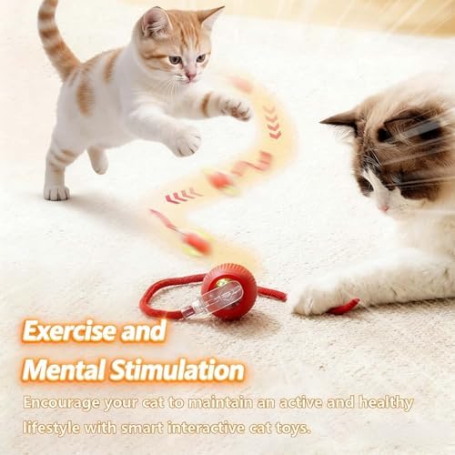 Interactive Rotating Cat Ball Toy, 360 Smart Rolling Ball Electric, Automatic Moving for Cats & Kittens (Pink)