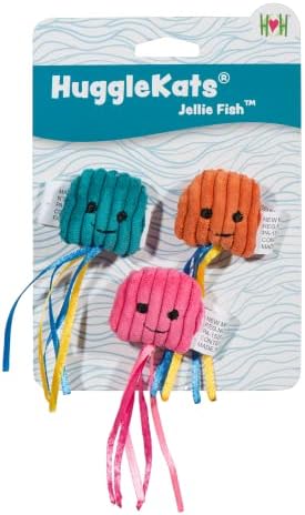 HuggleKats Cat Toys - Kitten Toys for Bored Indoor Cats, Perfect for Moving, Exercise, Biting & Chewing - Jellie Fish (3 Pack)