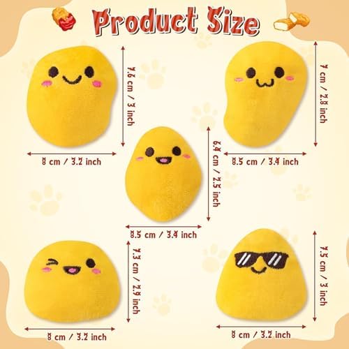 L1rabe Chicken Nugget Catnip Stuffed Toys for Cats- Gifts for Kitten Lovers