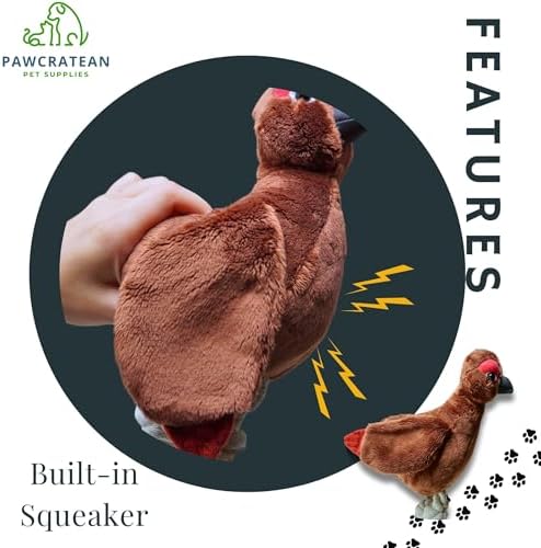 7" Squeaky Plush Toy for Puppies Small Dogs Self Etertainment Washable Soft Made [PET ONLY] (Brown Turkey)