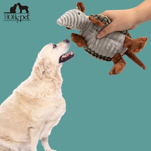 Hollypet Armadillo Squeaky Puppy Dog Toys for Small Medium Dogs, 8"