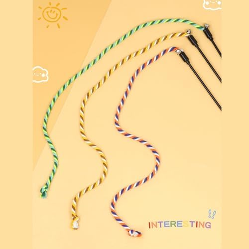 KABASI 3PCS Cat String Wand Toys, Interactive Cats Teaser Wand with Bell