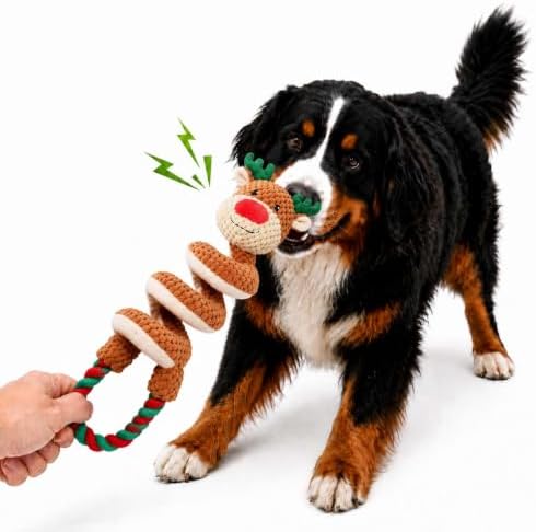 Dog Toys for Aggressive Chewers Squeaky Toys with Pull Rope Plush Tug (E)