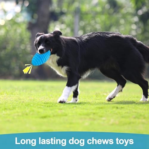 Tough Squeaky Dog Toys for Aggressive Chewers, Indestructible Dog Balls for Aggressive Chewers, Interactive Squeaky Balls for Dogs to Busy, Rubber Aggressive Chew Toys for Boredom