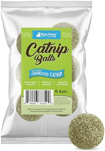 Raw Paws Catnip Balls for Cats (6-Count) - Interactive Indoor Cat Toy