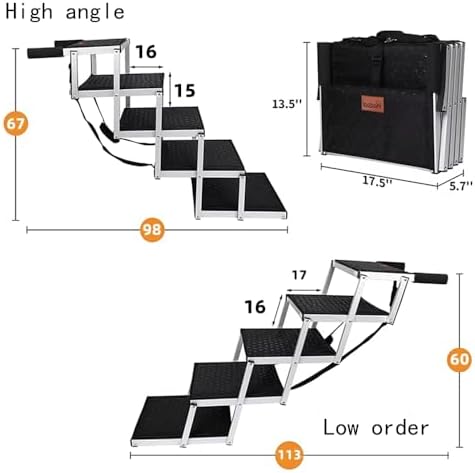 Dog Steps for Car for Smart #3 5-Door SUV 2023 Foldable Dog Ramps for Large Dogs with Non Slip Surface Portable Outdoor Pet Ramp