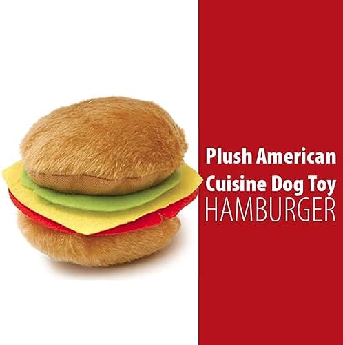 Jeffers Pet Plush Food Themed Dog Toy with Squeaker, 4.5 inch - Hamburger