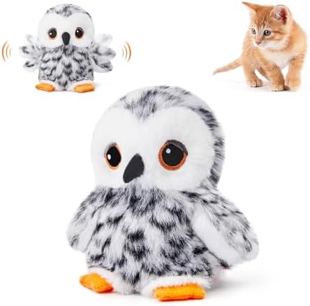 Potaroma Flapping Owl Cat Toys (No Flying), Lifelike Bird Chirp, Rechargeable Touch Activated Kitten Toy, Interactive Catnip Kicker Exercise Toys 4.0" for All Breeds | Rechargeable Touch Activated Kitten Toy, Interactive Catnip Kicker Exercise Toys 4.0...