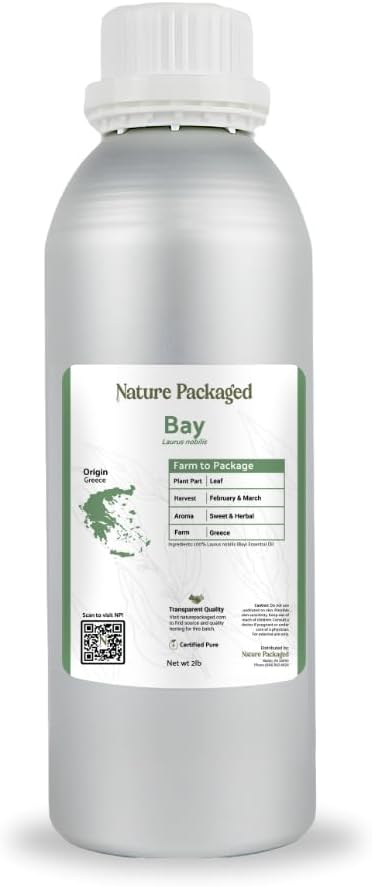 Bay Essential Oil - Direct from Greece - Steam Distilled - Laurel for Aromatherapy, Massage, Diffuser, DIY Candle and Soap Making - 2lbs