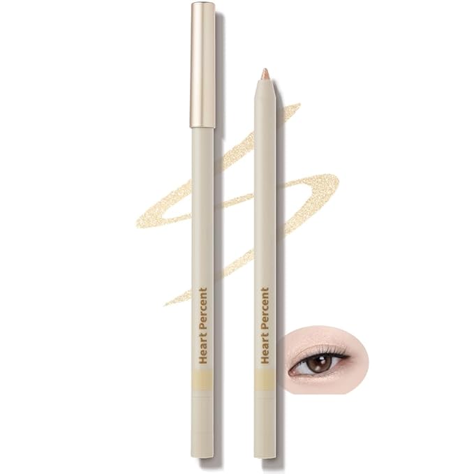 Heart Percent Dote On Mood Gel Eyeliner Pencil – Long-Lasting Waterproof Smudge Proof Smooth Retractable, Aegyo Sal Makeup, Under Eye Highlighter with Built-In Sharpener, #05. Light Gold