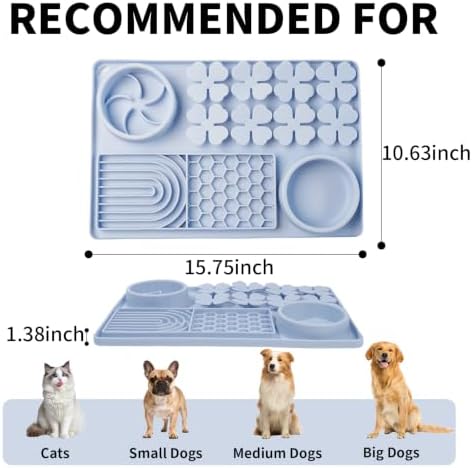 MewaJump Slow Feeder Bowl, 4 in 1 Silicone Lick Mat with Suction Cups for Dog Cat, Snuffle Mat for Pet Smell Training, Puzzle Toys Interactive Sniff Mat for Slow Eating