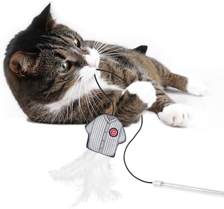 Pets First MLB Chicago Cubs Team Jersey Wand with CAT NIP, Cat Toy Jersey Shaped Plush Teaser Toy for Cats & Kittens - Interactive Pet Toy for Play & Exercise