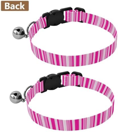 Stripe Lines Adjustable Pet Collar, 2 Pack Small Dog Collar with Bell