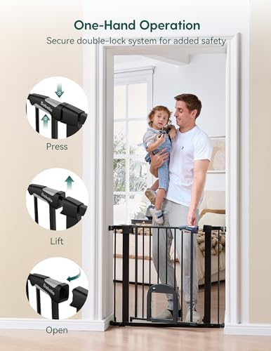 Babelio Extra Wide Baby Gate with Cat Door, CatPrivilege III, 29-48"